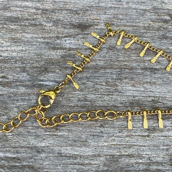 New NWOT Slide Jewelry Matching Gold Boho Fringe Necklace & Bracelet. - Picture 7 of 8